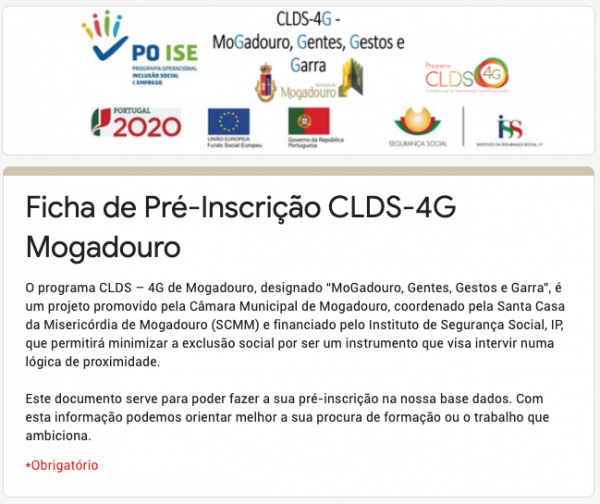 Ficha de Pré-Inscrição CLDS-4G Mogadouro